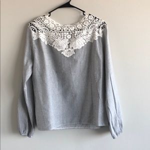 Stripped top with lace detail